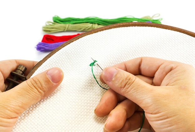 haft ręczny na tamborku